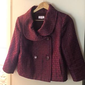Burgundy with silver jacket